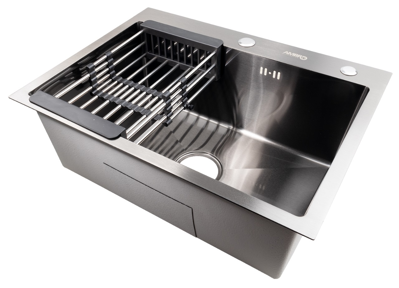 Drop-in single stainless steel sink